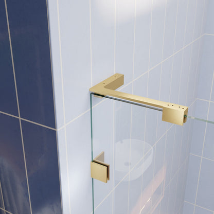 Flexi-L 50-54" W X 70" H Bathroom Glass Shower Doors,Semi-Frameless Brushed Gold,Tempered Glass Shower Door With Handle