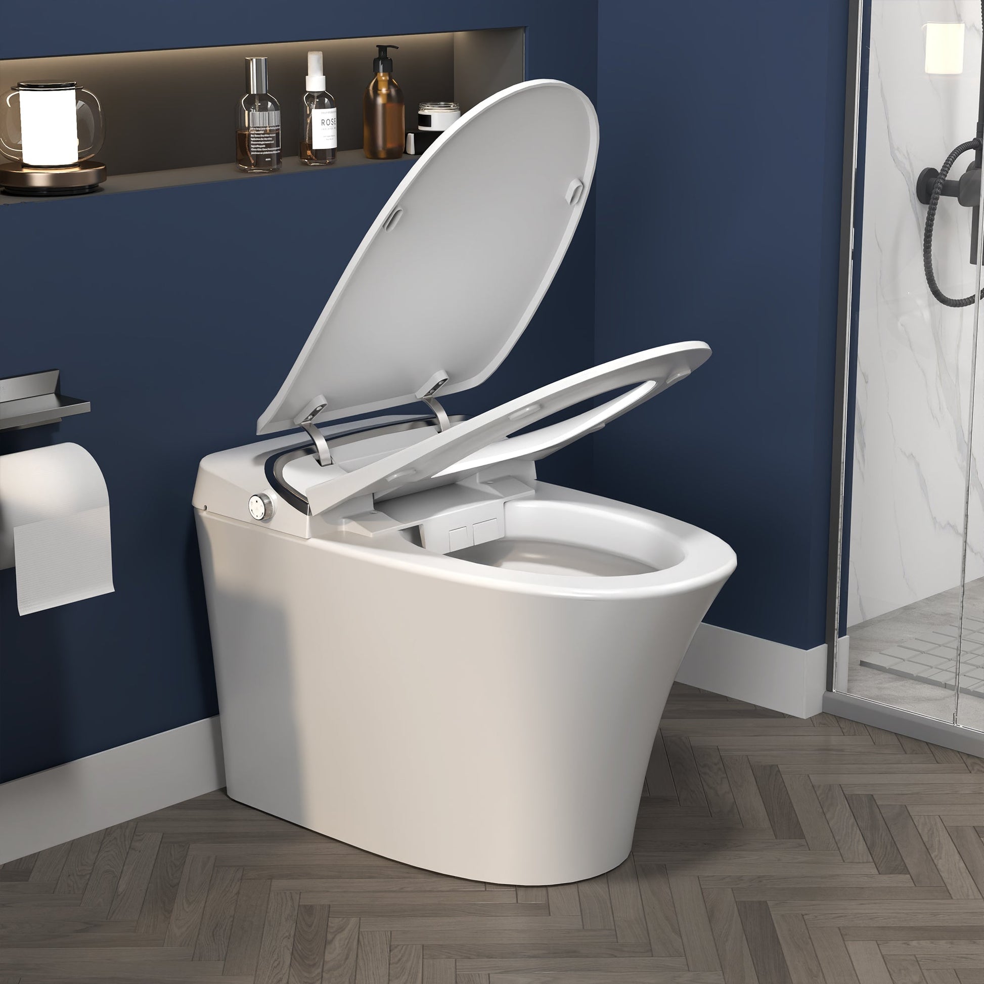 ExBrite Luxury Smart Toilet with Dryer,Warm Water,Elongated Bidet,Heated Seat,Remote Control,Night Light,Power Outage Flushing,Soft Close - ExBriteUSA