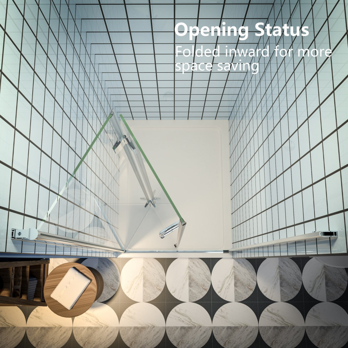 Exbrite Adapt Bifold Shower Door 30-32 in.W x 72 in.H Pivot Swing Shower Doors,Chrome,Clear Tempered Shower Glass - ExBriteUSA