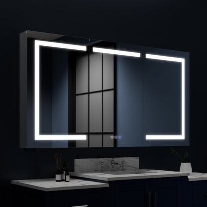 Boost 60" W x 32" H LED Lighted Bathroom Medicine Cabinet with Mirror Recessed or Surface led Medicine Cabinet