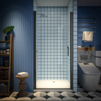 Classy 36-38" W x 72" H Pivot Semi-Frameless Glass Shower Door in Black