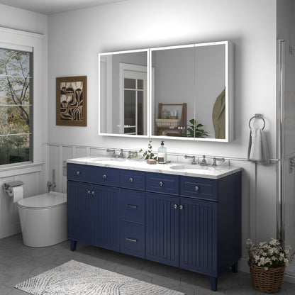 Rim 54" W x 32" H LED Lighted Medicine Cabinet Recessed or Surface with mirrors - ExBriteUSA