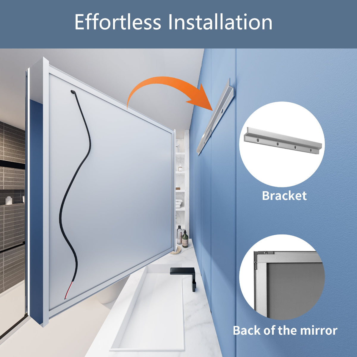 Illusion-B 60" x 32" LED Lighted Inset Mirrored Medicine Cabinet with Magnifiers Front and Back Light - ExBriteUSA