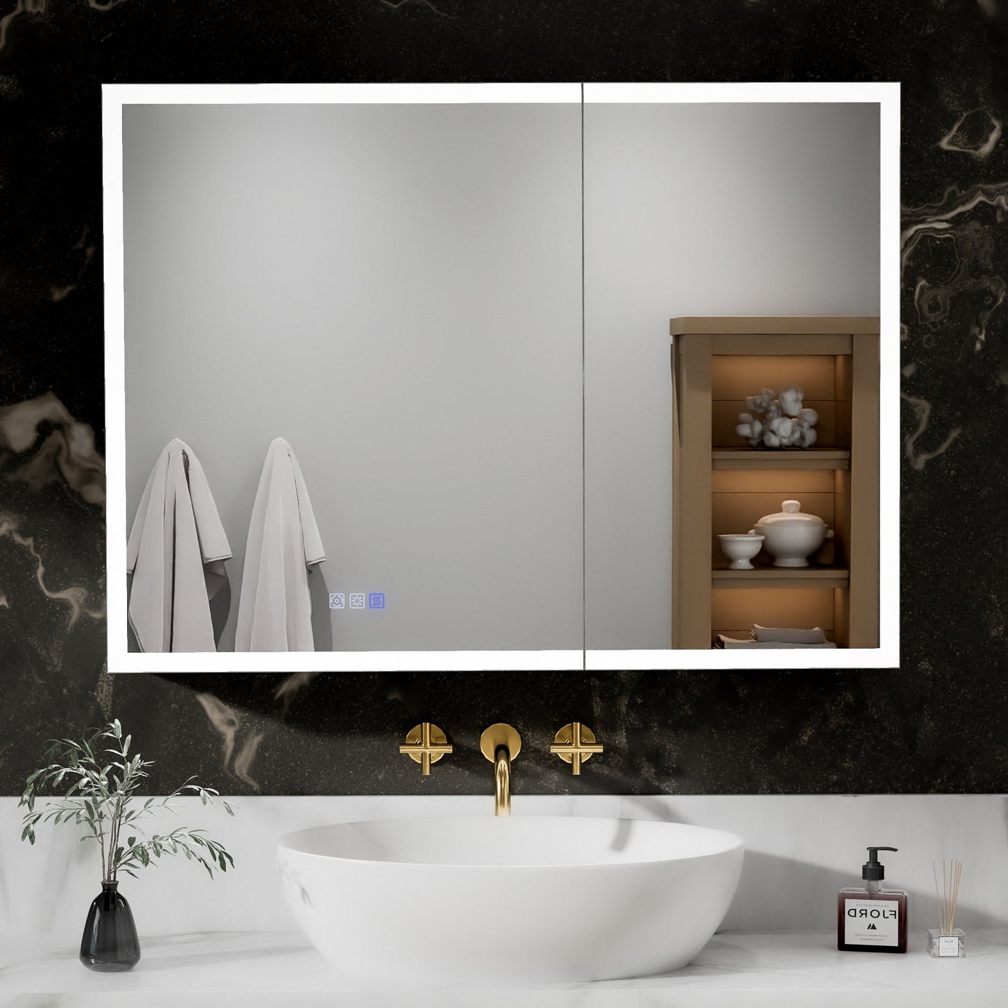 ExBrite 40"W x 30"H LED Medicine Cabinet with Anti-Fog, Stepless Color Temperature and Dimming, Adjustable Shelves, Aluminum Frame, Recessed or Surface Mount - ExBriteUSA