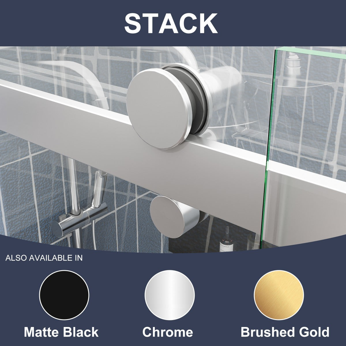 Zephyr 52-56" Semi-Frameless Single Sliding Tub Door,Chrome,Bypass Bathtub Shower Tempered Glass Door with Explosion-Proof Film