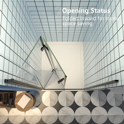 Exbrite Adapt Bifold Shower Door 32-34 in.W x 72 in.H Pivot Swing Shower Doors,Matte Black,Tempered Shower Glass - ExBriteUSA