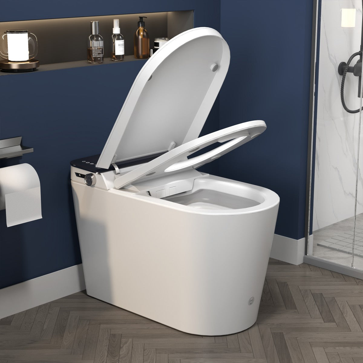ExBrite Tankless Smart Toilet with Bidet Built In,Auto Open & Close,Wider Bidet with Heated Seat, Warm Water and Dry, Foot Sensor, LED Display, Remote Control - ExBriteUSA