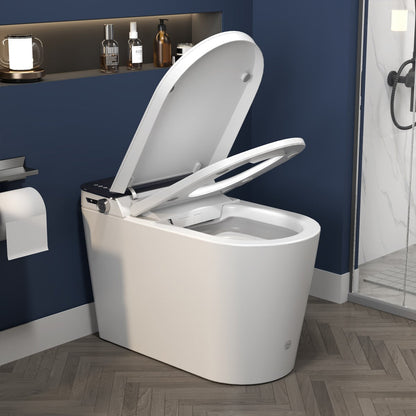 ExBrite Tankless Smart Toilet with Bidet Built In,Auto Open & Close,Wider Bidet with Heated Seat, Warm Water and Dry, Foot Sensor, LED Display, Remote Control - ExBriteUSA