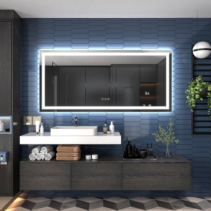 Apex-T 78" W x 36" H Lighted Bathroom Large Light Led Mirror,Anti Fog,Dimmable,Three Lighting Modes