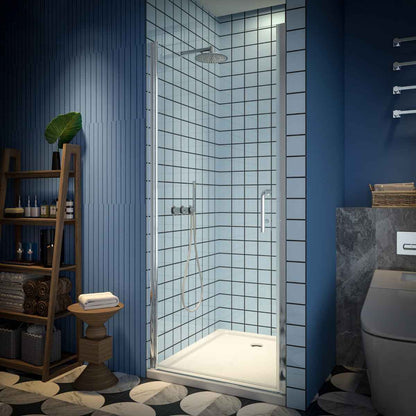 Classy 32-34" W x 72" H Pivot Shower Door Semi-Frameless Hinged in Chrome Install Glass Shower Door