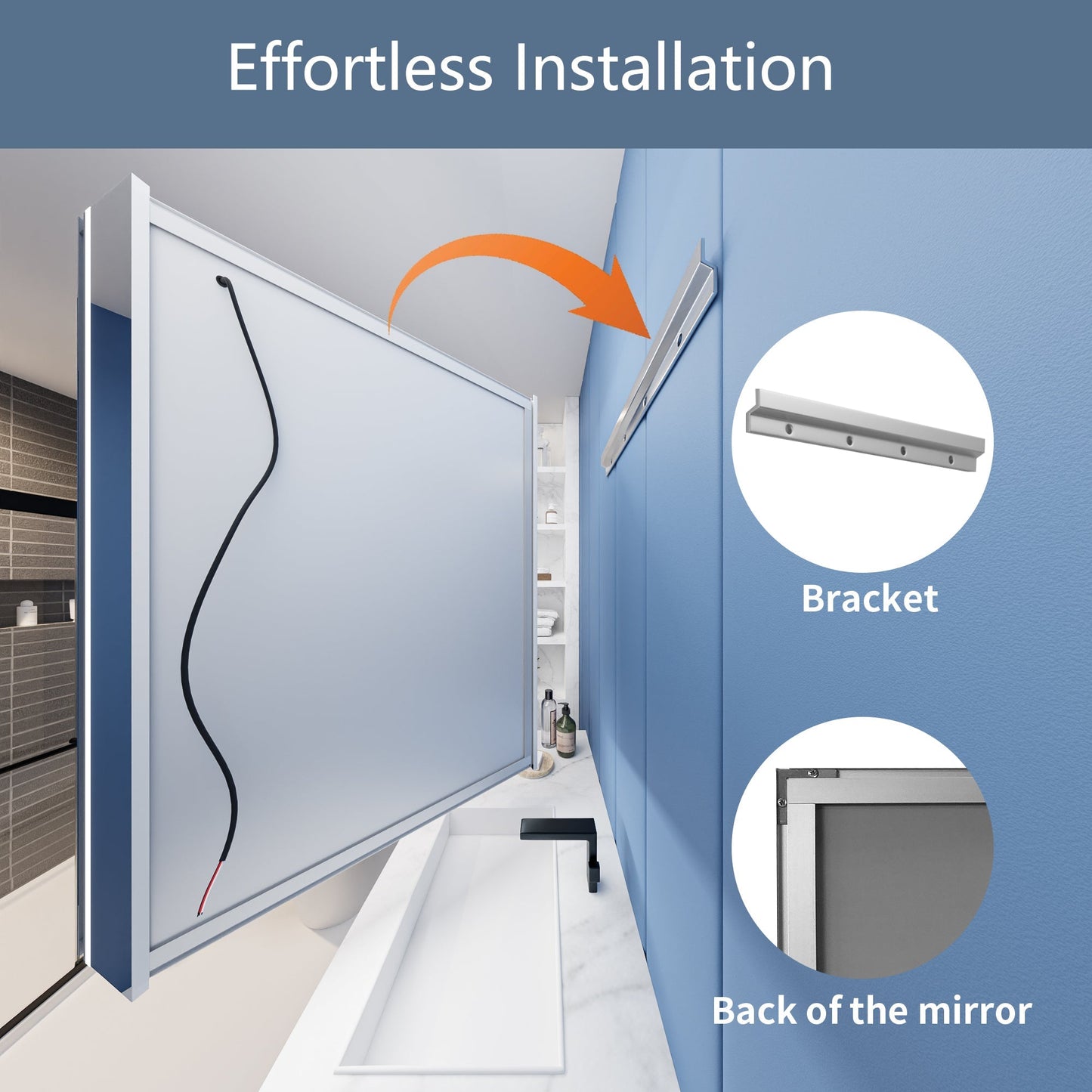 Effortless installation of Illusion 36" x 32" LED lighted medicine cabinet with front and back light and magnifiers.