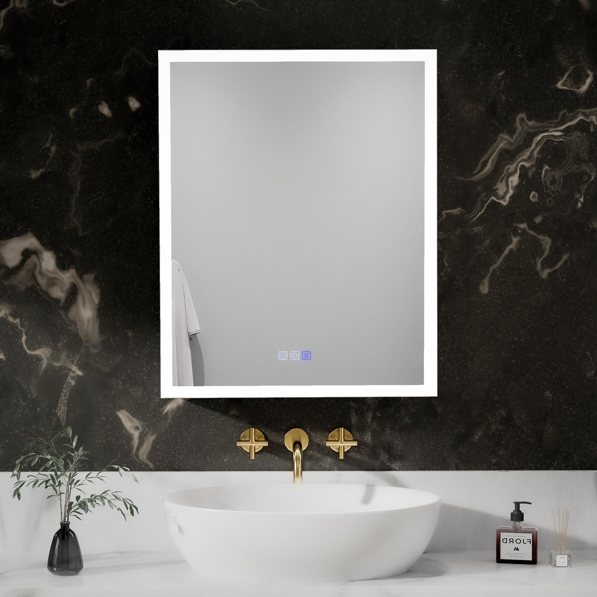 ExBrite 24"W x 30"H LED Medicine Cabinet with Anti-Fog, Stepless Color Temperature and Dimming, Adjustable Shelves, Aluminum Frame, Recessed or Surface Mount, Hinge on Left - ExBriteUSA