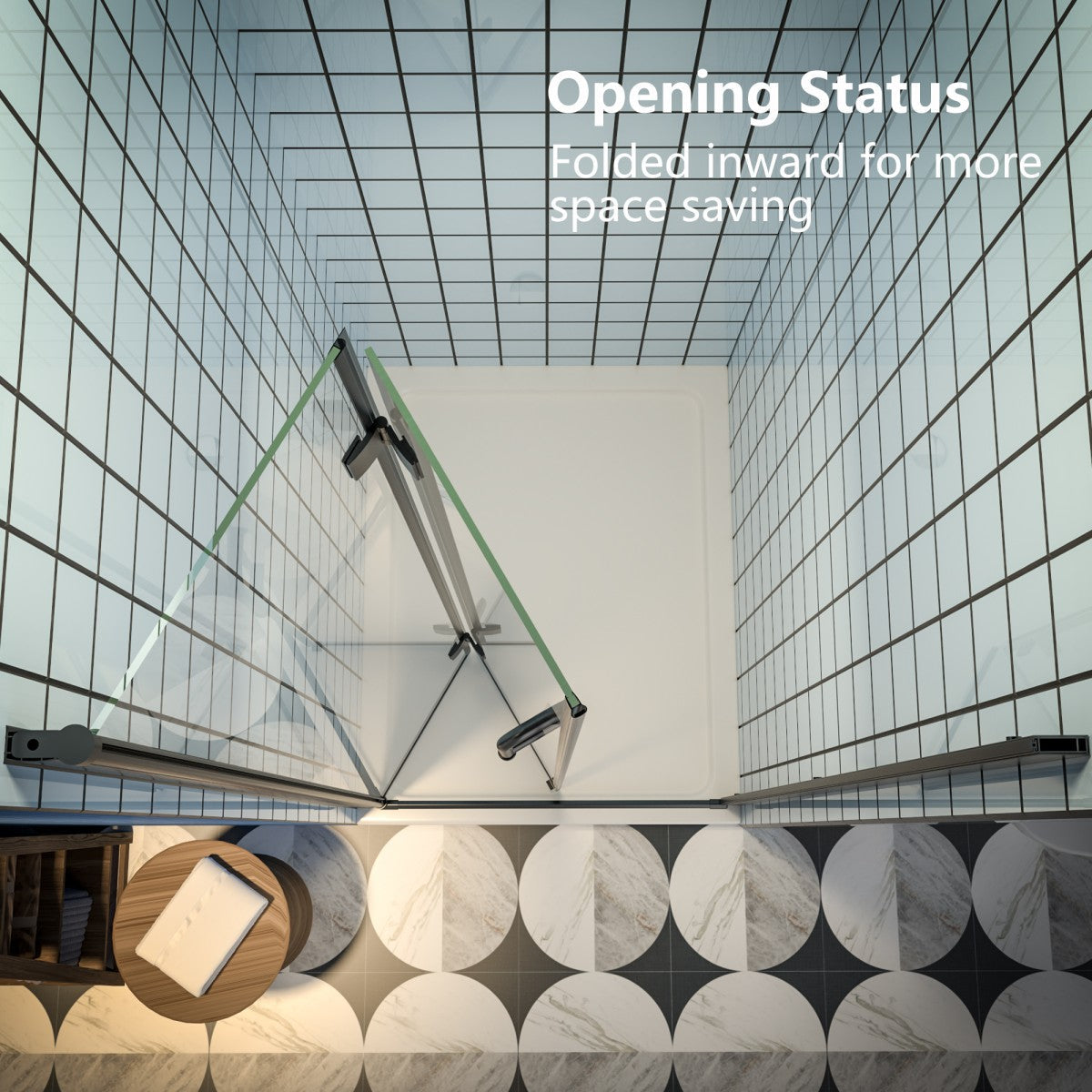 Exbrite Adapt Bifold Shower Door 30-32 in.W x 72 in.H Pivot Swing Shower Doors,Matte Black,Tempered Shower Glass - ExBriteUSA