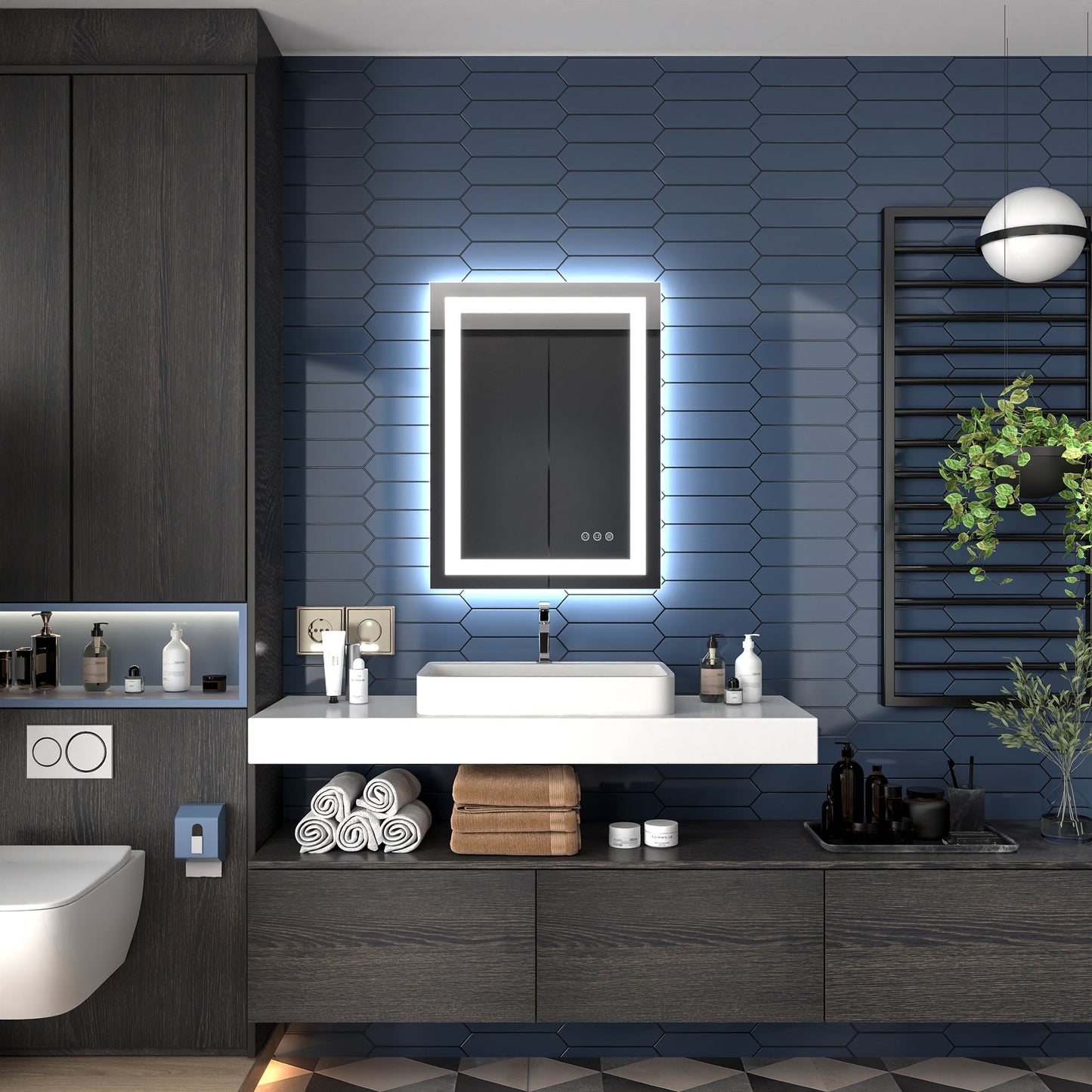 Apex-T 24" W x 32" H Lighted Bathroom Large Light Led Mirror,Anti Fog,Dimmable,Three Lighting Modes