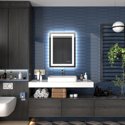 Apex-T 24" W x 32" H Lighted Bathroom Large Light Led Mirror,Anti Fog,Dimmable,Three Lighting Modes