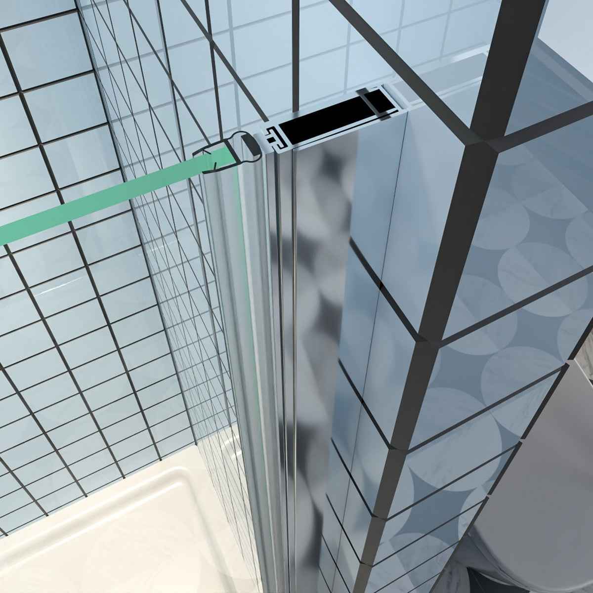 Classy 34-36" W x 72" H Hinged Pivot Semi-Frameless Shower Door Chrome Install Glass Shower Door