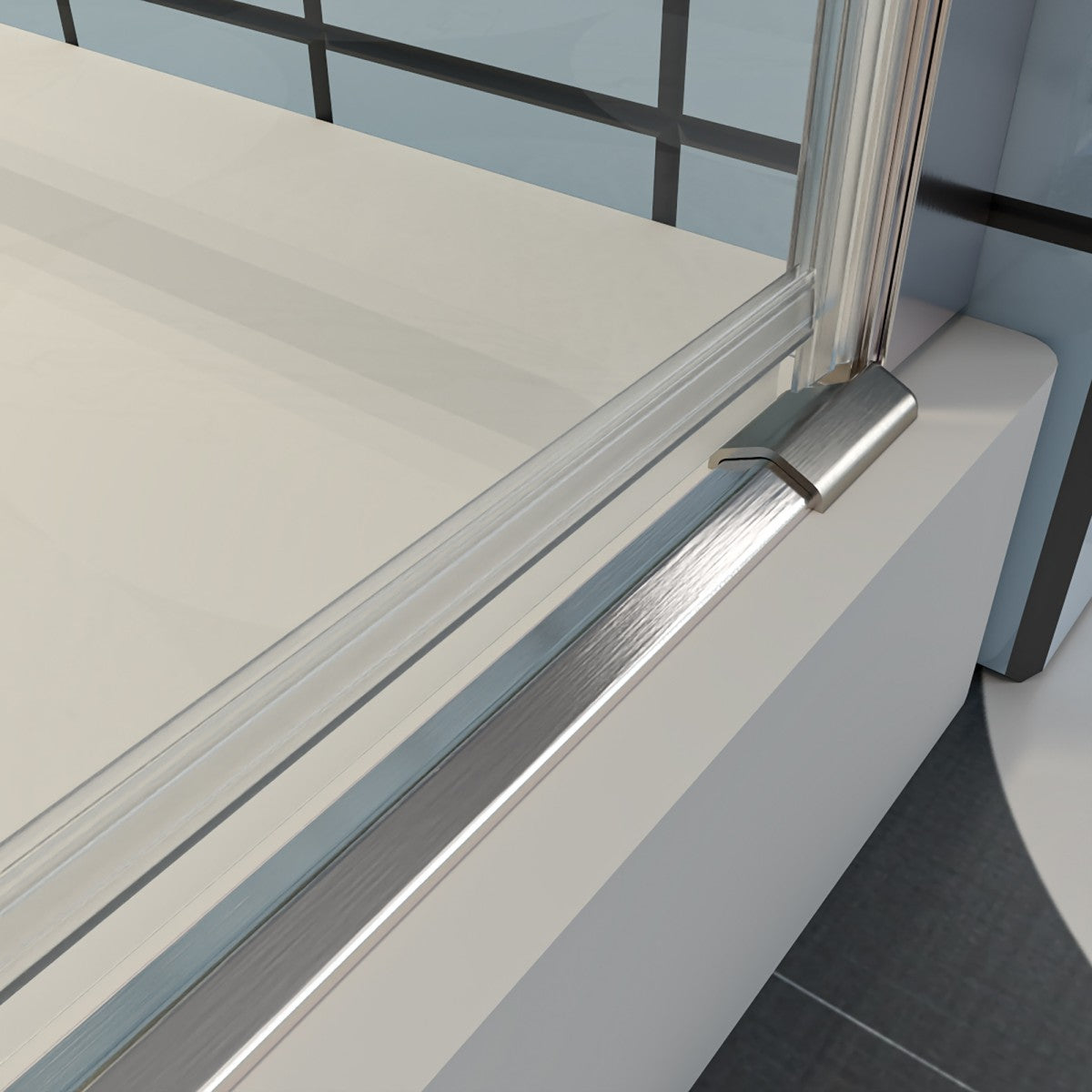 Classy 32-34" W x 72" H Pivot Shower Door Semi-Frameless Hinged In Nickel Install Glass Shower Door - ExBriteUSA