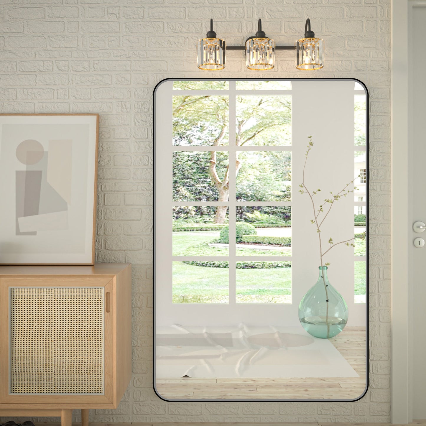 Noir 60" x 40" Vanity Mirror �C Modern, Elegant, Rectangular Wall Mirror with Tempered Glass, Shatterproof, Rust-Resistant, Matte Black Frame for Bathroom, Living Room & Hallway - ExBriteUSA