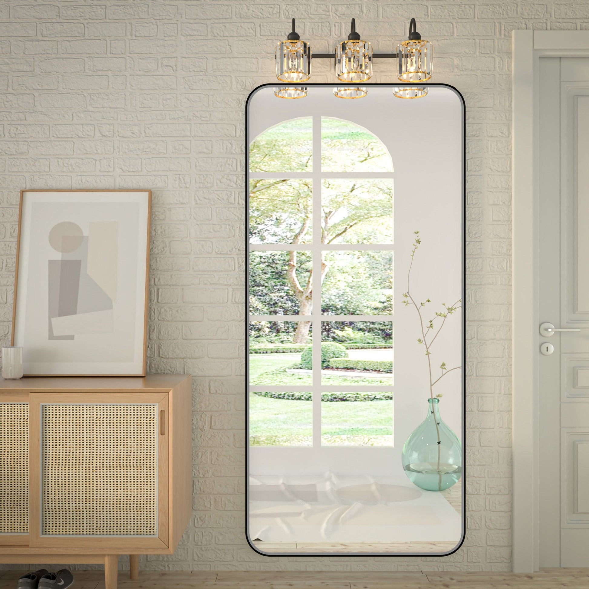 Noir 72" x 32" Vanity Mirror �C Modern, Elegant, Rectangular Wall Mirror with Tempered Glass, Shatterproof, Rust-Resistant, Matte Black Frame for Bathroom, Living Room & Hallway - ExBriteUSA