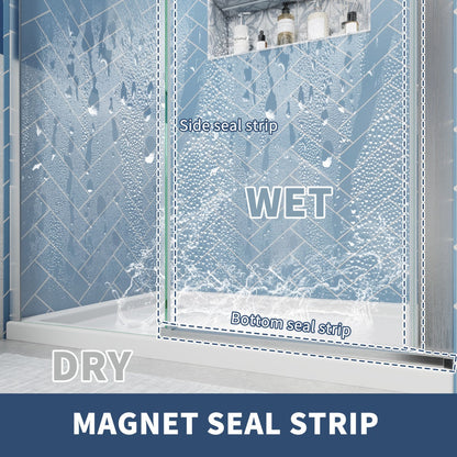 Lock Adjustable 44-48"W x 74"H Sliding Glass Shower Door with 8mm Clear Tempered Glass,Stainless Steel Hardware Brushed Nickel,Rectangle Shower Door