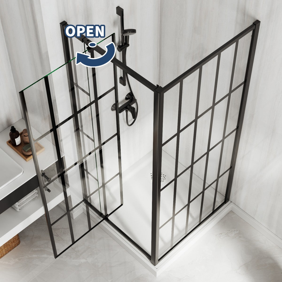 Haven-SP 36 in. W x 72 in. H Corner Shower Enclosure,6mm Clear Glass,Pivot Shower Doors,Brushed Nickel,Not Shower Base