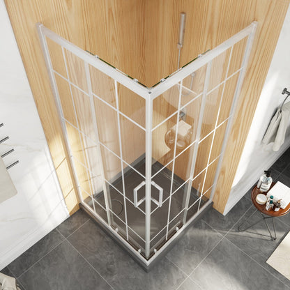 Haven-S 36" x 72" Corner Shower Enclosure,6mm Clear Glass,Double Sliding Shower Doors,White,Not Base,Adjustable