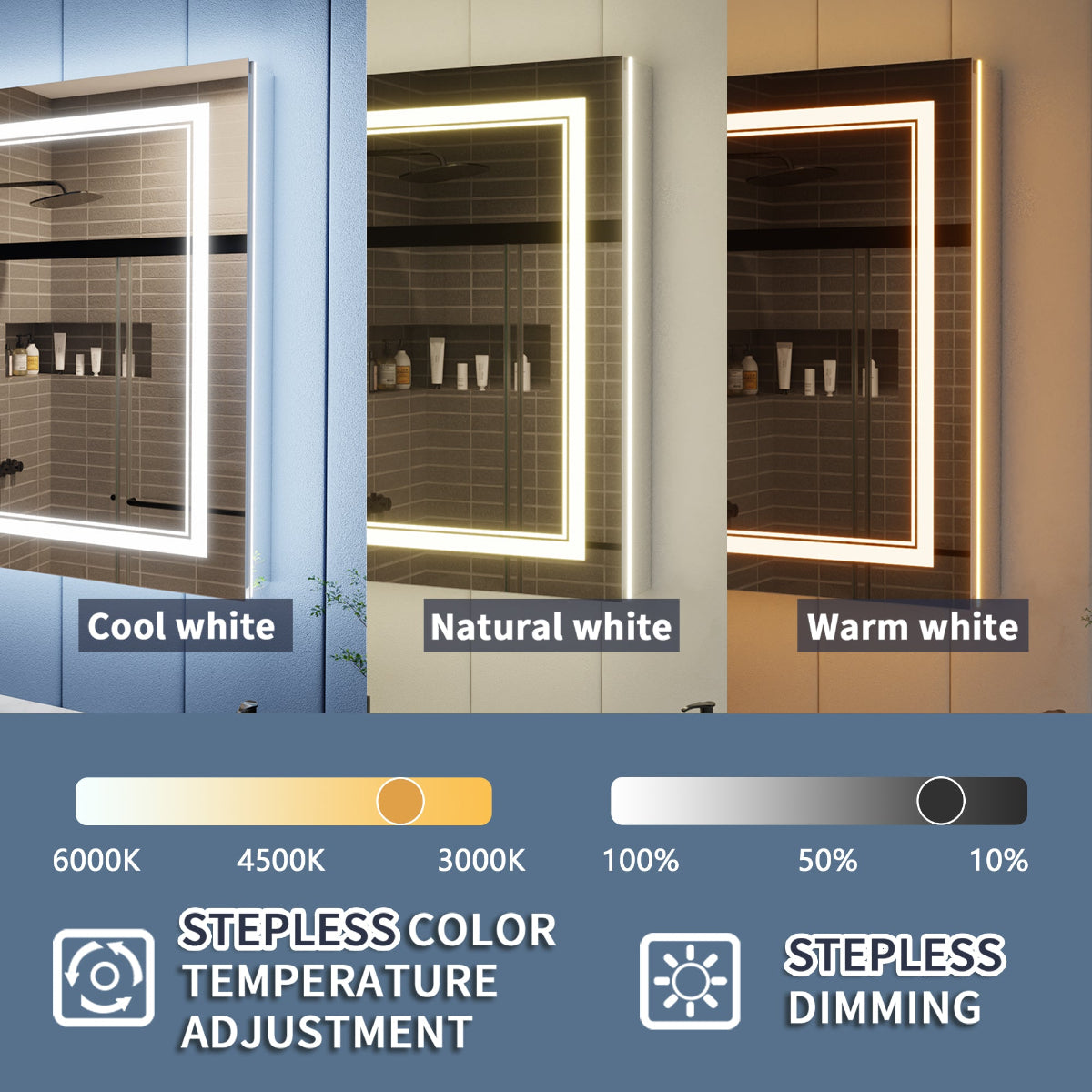 Illusion-B 66" x 32" LED Lighted Inset Mirrored Medicine Cabinet with Magnifiers Front and Back Light - ExBriteUSA