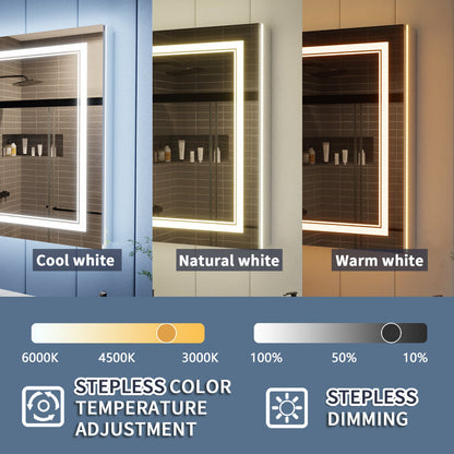 Illusion-B 54" x 32" LED Lighted Inset Mirrored Medicine Cabinet with Magnifiers Front and Back Light - ExBriteUSA
