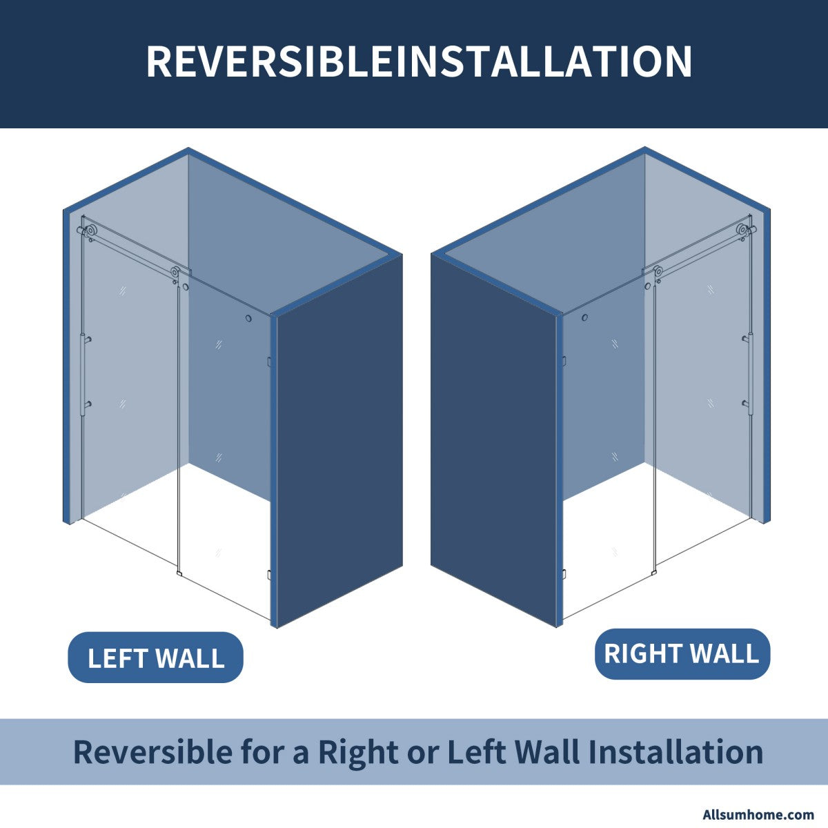 Anchor 56-60 in. W x 74 in. H Frameless Tall Shower Door Sliding Walk-in Shower Design with 8mm thick Clear Glass,Black - ExBriteUSA