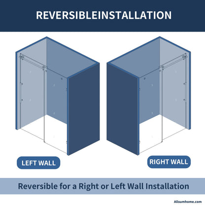 Anchor 56-60 in. W x 74 in. H Frameless Tall Shower Door Sliding Walk-in Shower Design with 8mm thick Clear Glass,Black - ExBriteUSA