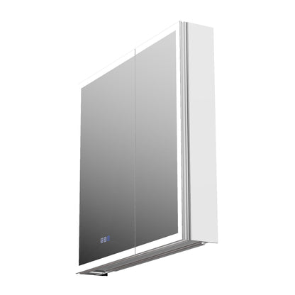 ExBrite 30"W x 30"H LED Medicine Cabinet with Anti-Fog, Stepless Color Temperature and Dimming, Adjustable Shelves, Aluminum Frame, Recessed or Surface Mount - ExBriteUSA