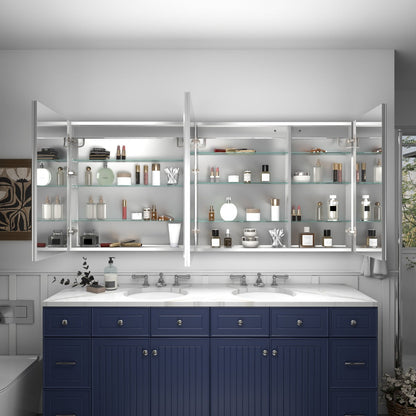 Rim 70" W x 32" H LED Light Bathroom Mirror Medicine Cabinet Recessed or Surface with Mirrors