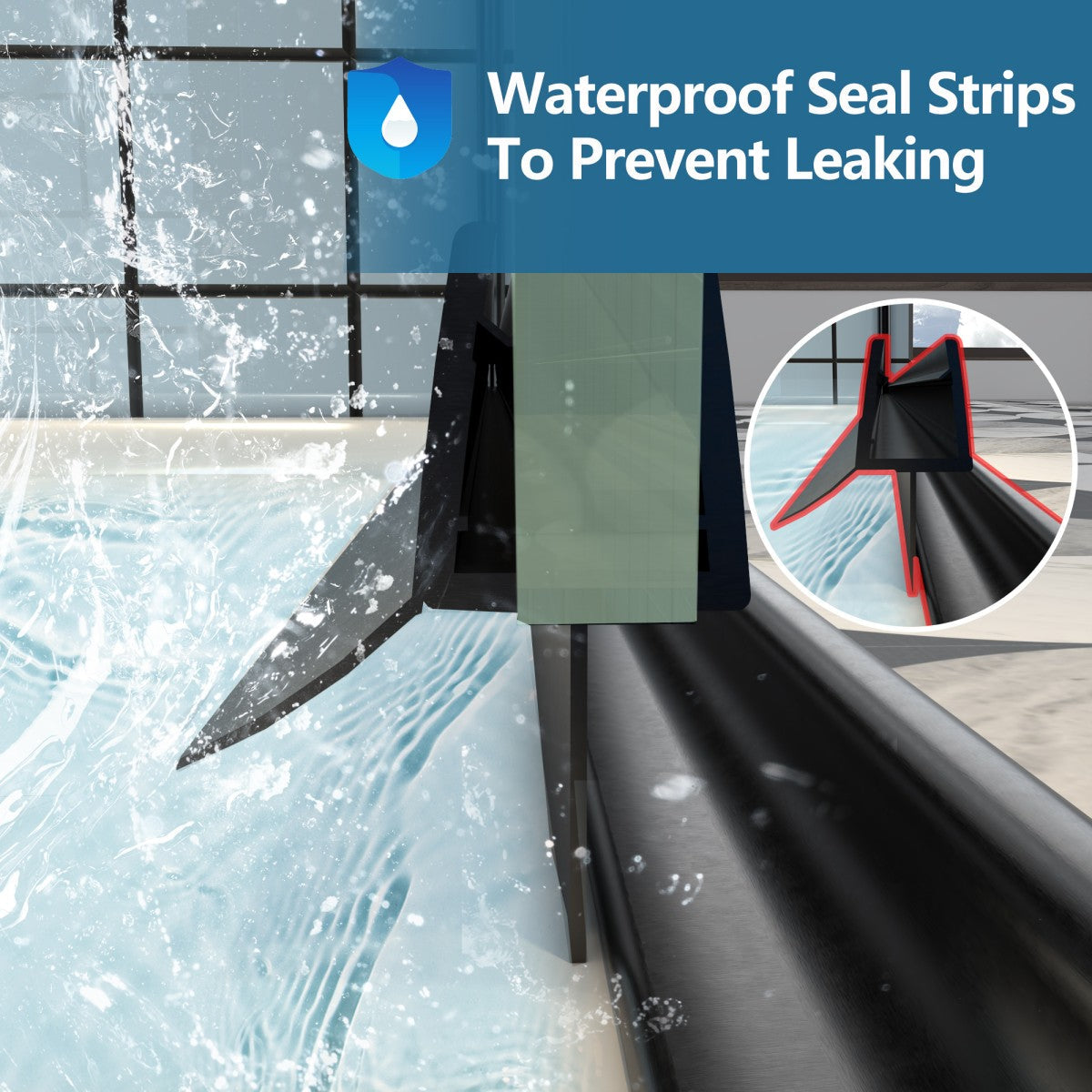 Classy-G 36-37.3" W x 72" H Pivot Frameless Shower Door Matte Black Smoke Gray Glass Shower Door with Handle