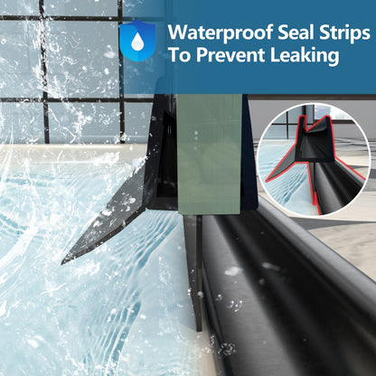 Classy-G 36-37.3" W x 72" H Pivot Frameless Shower Door Matte Black Smoke Gray Glass Shower Door with Handle