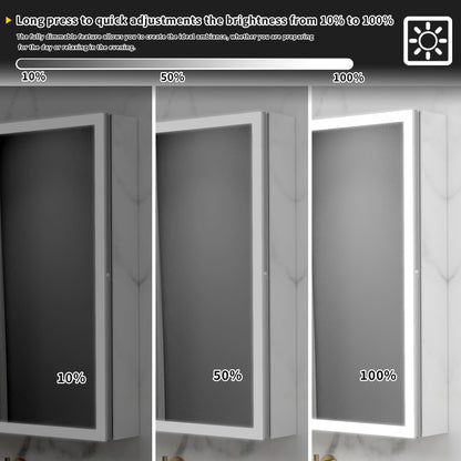 ExBrite 40"W x 30"H LED Medicine Cabinet with Anti-Fog, Stepless Color Temperature and Dimming, Adjustable Shelves, Aluminum Frame, Recessed or Surface Mount - ExBriteUSA
