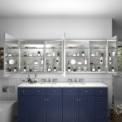 Rim 80" W x 30" H Medicine Cabinet with LED Recessed or Surface with Mirrors