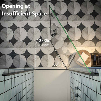 Classy 30-32" W x 72" H Pivot Shower Door Semi-Frameless Matte Black Hinged Glass Shower Door with Handle