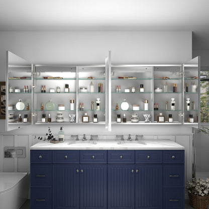 Rim 80" W x 32" H LED Light Medicine Cabinet Mirror Recessed or Surface with Mirrors