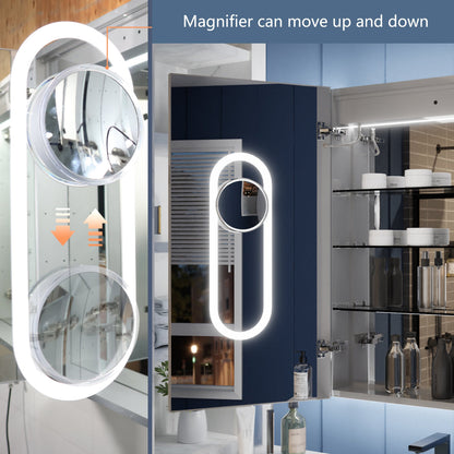 Illusion 66" x 36" LED Lighted Medicine Cabinet with Magnifiers Front and Back Light - ExBriteUSA