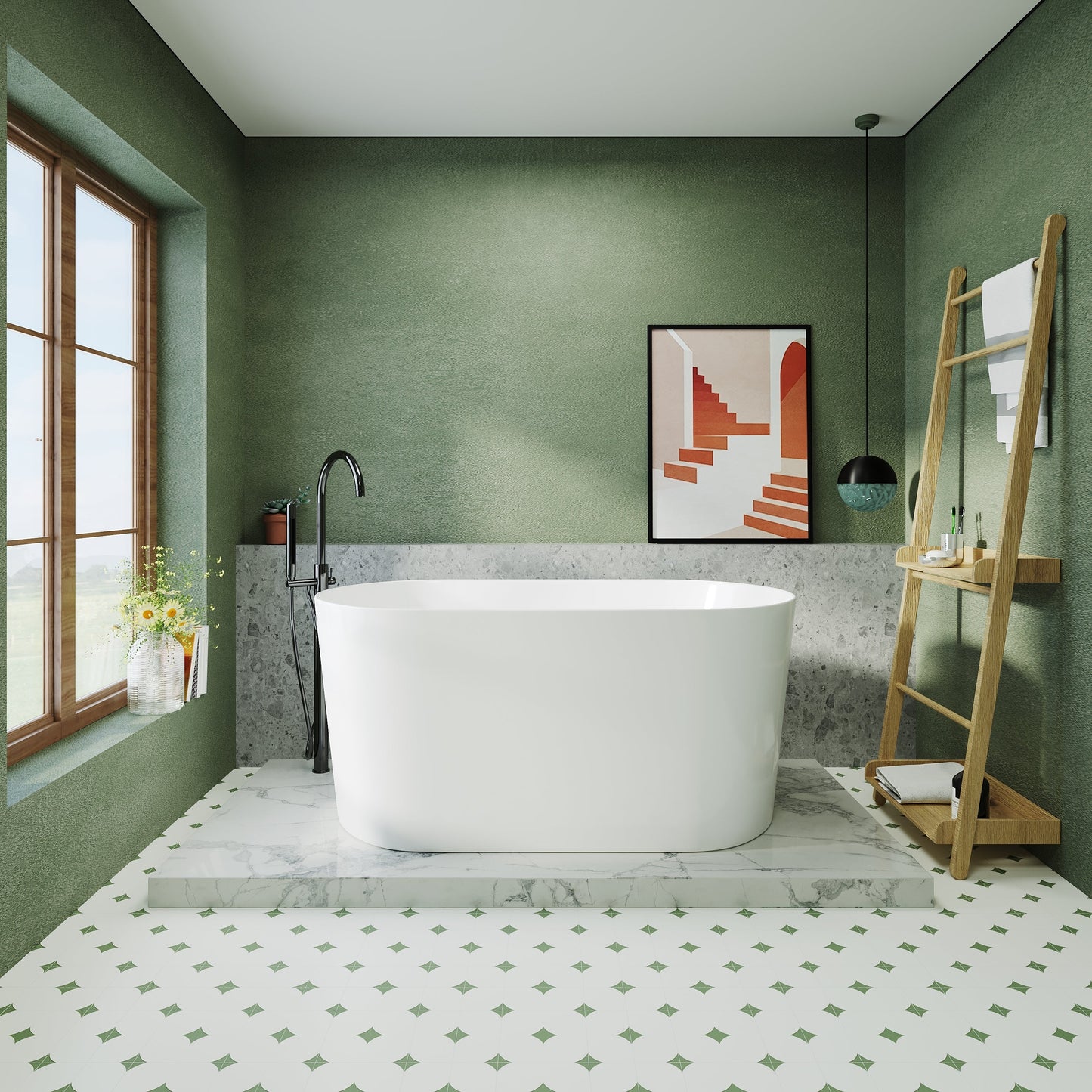 Exbrite 51' Acrylic Freestanding Bathtub-Acrylic Soaking Tubs, White Bathtub, Oval Shape White Freestanding Bathtub With Chrome  Pop Up Drain CUPC Certificate - ExBriteUSA