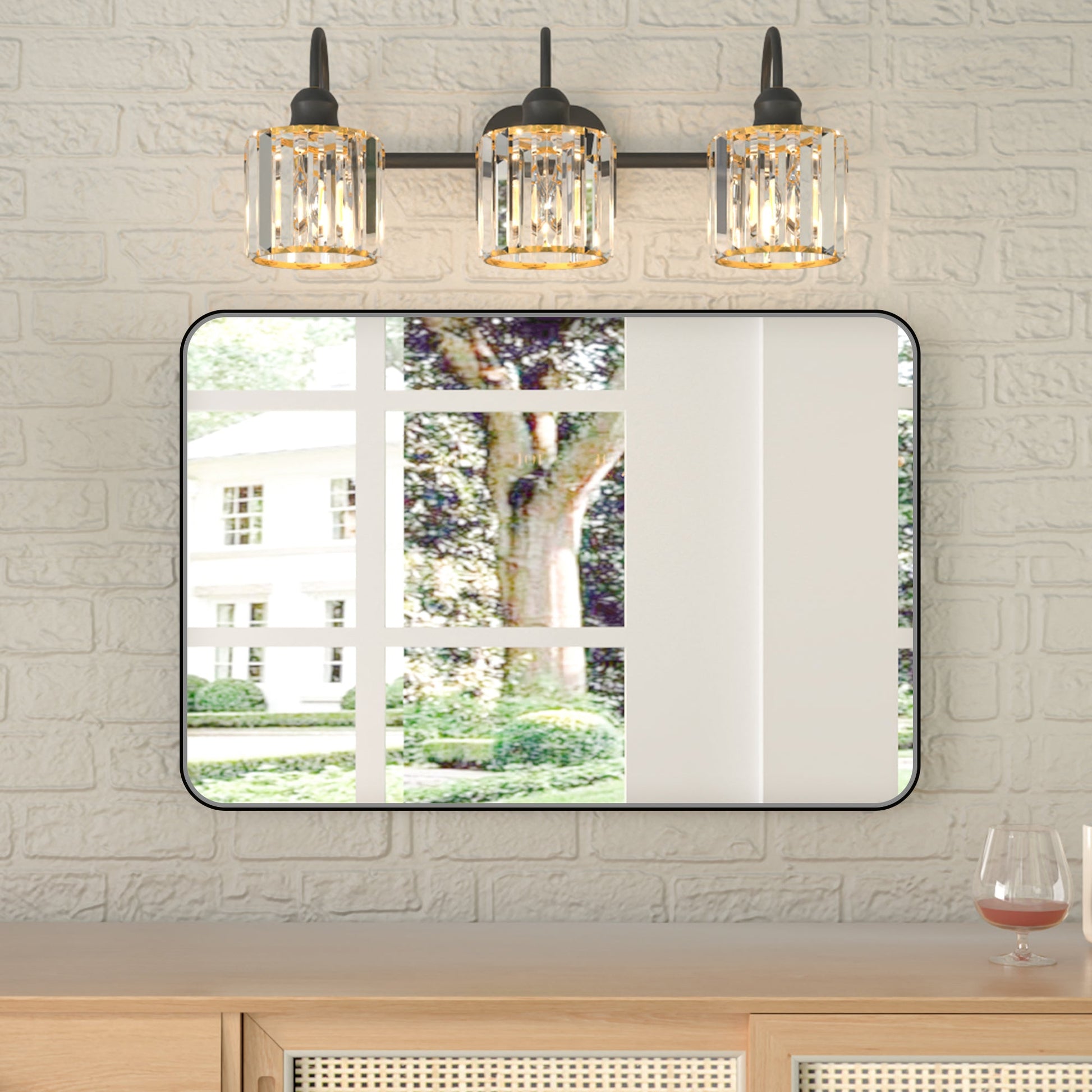 Noir 20" x 30" Vanity Mirror �C Modern, Elegant, Rectangular Wall Mirror with Tempered Glass, Shatterproof, Rust-Resistant, Matte Black Frame for Bathroom, Living Room & Hallway - ExBriteUSA