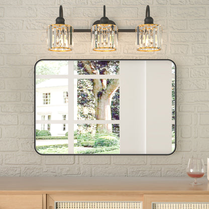 Noir 20" x 30" Vanity Mirror �C Modern, Elegant, Rectangular Wall Mirror with Tempered Glass, Shatterproof, Rust-Resistant, Matte Black Frame for Bathroom, Living Room & Hallway - ExBriteUSA