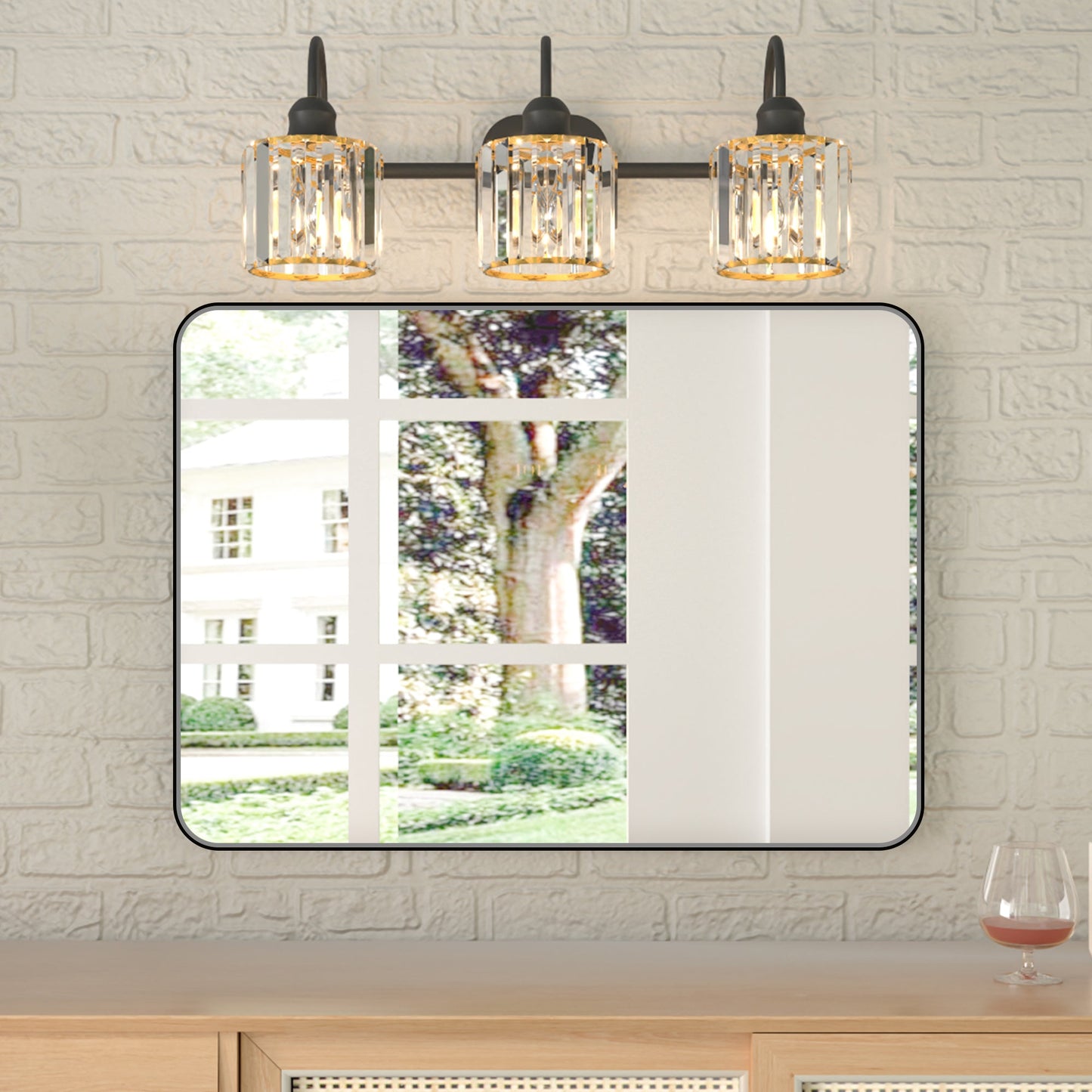 Noir 22" x 30" Vanity Mirror �C Modern, Elegant, Rectangular Wall Mirror with Tempered Glass, Shatterproof, Rust-Resistant, Matte Black Frame for Bathroom, Living Room & Hallway - ExBriteUSA