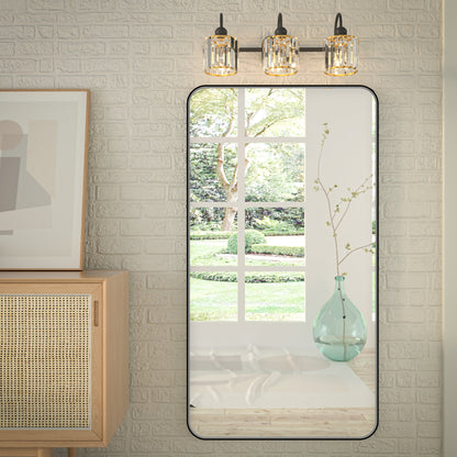 Noir 55" x 30" Vanity Mirror �C Modern, Elegant, Rectangular Wall Mirror with Tempered Glass, Shatterproof, Rust-Resistant, Matte Black Frame for Bathroom, Living Room & Hallway - ExBriteUSA