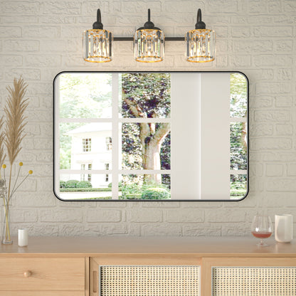 Noir 24" x 36" Vanity Mirror �C Modern, Elegant, Rectangular Wall Mirror with Tempered Glass, Shatterproof, Rust-Resistant, Matte Black Frame for Bathroom, Living Room & Hallway - ExBriteUSA