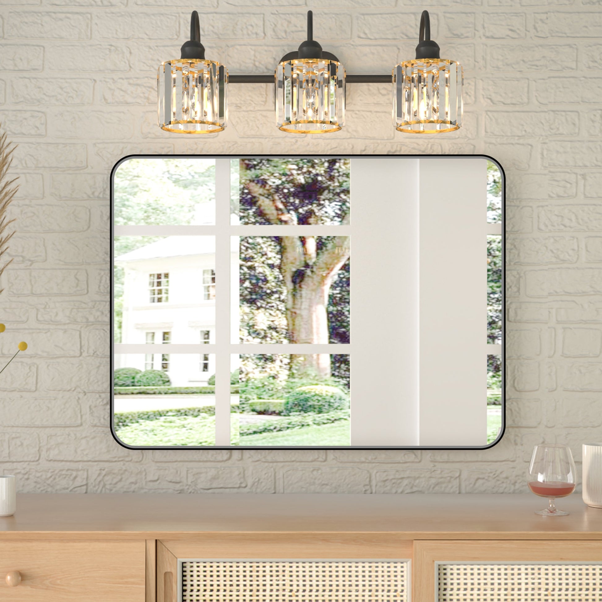 Noir 24" x 32" Vanity Mirror �C Modern, Elegant, Rectangular Wall Mirror with Tempered Glass, Shatterproof, Rust-Resistant, Matte Black Frame for Bathroom, Living Room & Hallway - ExBriteUSA
