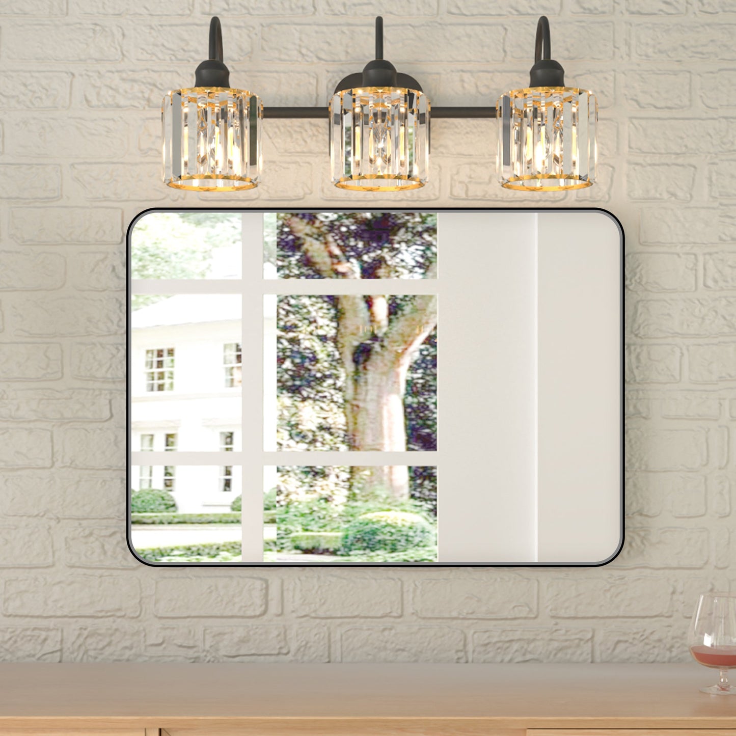 Noir 20" x 28" Vanity Mirror �C Modern, Elegant, Rectangular Wall Mirror with Tempered Glass, Shatterproof, Rust-Resistant, Matte Black Frame for Bathroom, Living Room & Hallway - ExBriteUSA