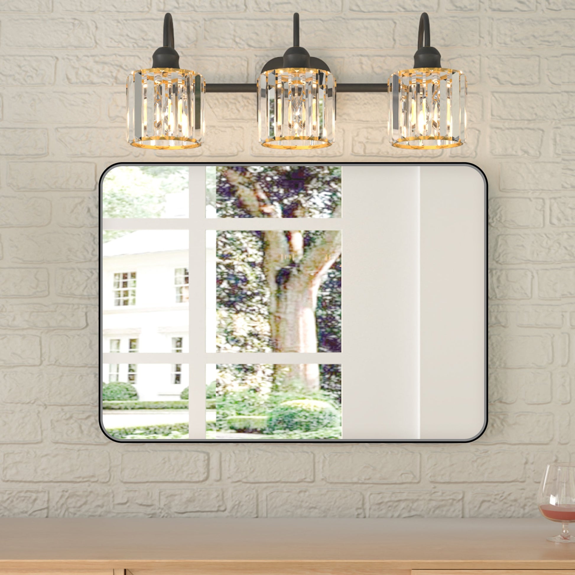 Noir 20" x 28" Vanity Mirror �C Modern, Elegant, Rectangular Wall Mirror with Tempered Glass, Shatterproof, Rust-Resistant, Matte Black Frame for Bathroom, Living Room & Hallway - ExBriteUSA