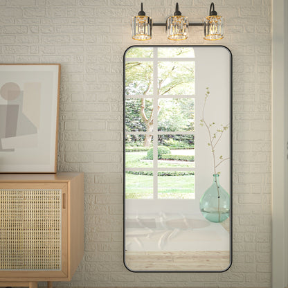 Noir 60" x 28" Vanity Mirror �C Modern, Elegant, Rectangular Wall Mirror with Tempered Glass, Shatterproof, Rust-Resistant, Matte Black Frame for Bathroom, Living Room & Hallway - ExBriteUSA