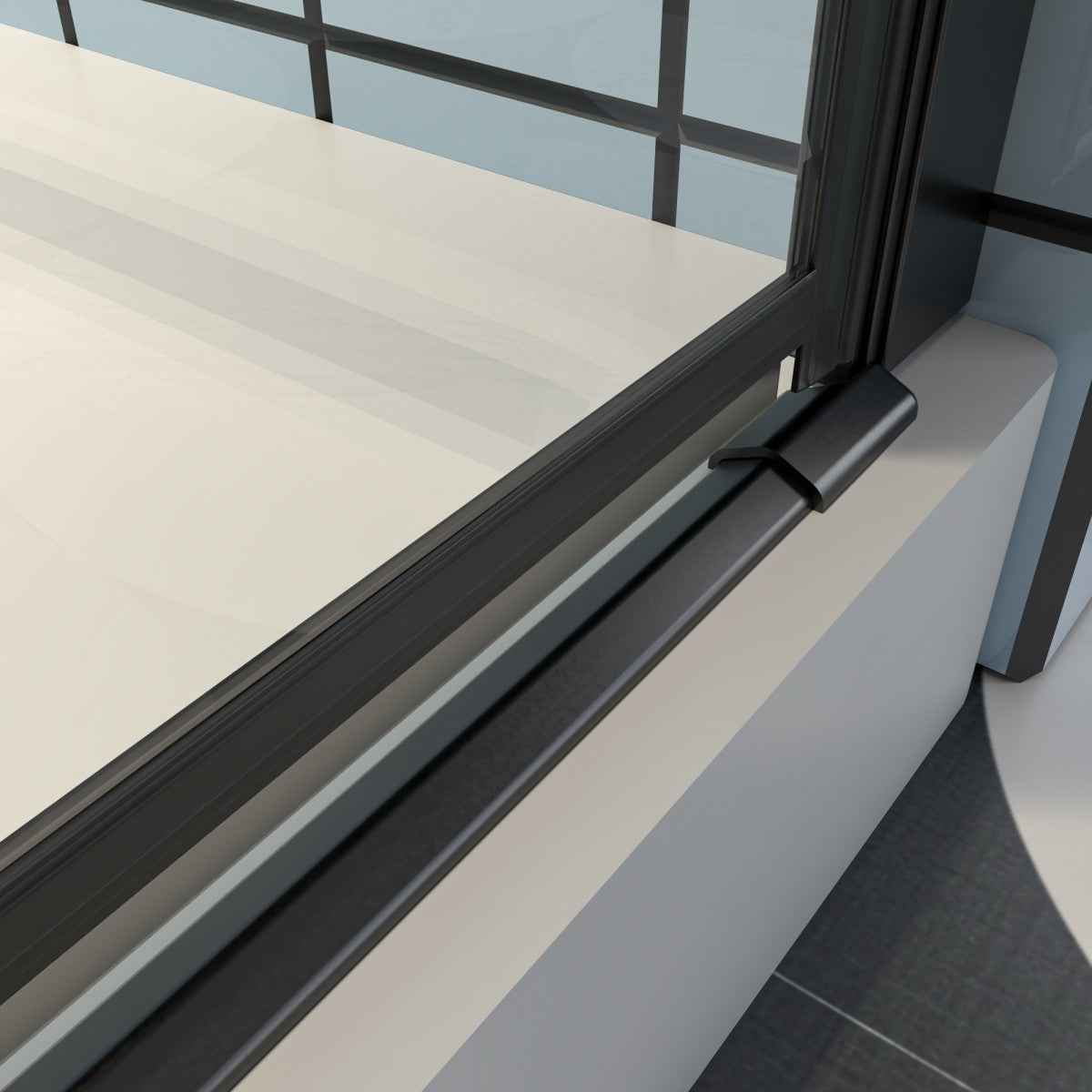 Classy 32-34" W x 72" H Pivot Shower Door Semi-Frameless Hinged in Matte Black Install Glass Shower Door